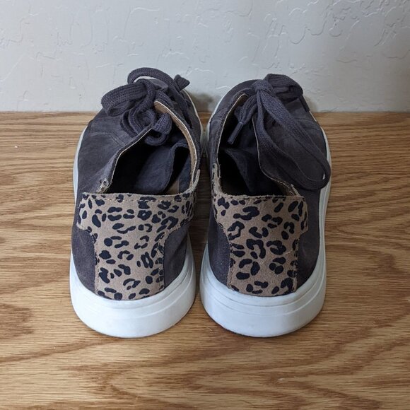 Lucky Brand Loucia Suede Sneaker, Gray and Leopard Print - Picture 4 of 6